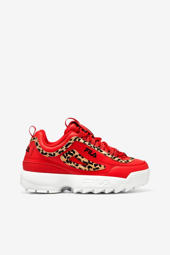 Fila Disruptor 2 Leopard Red Sneakers Womens - NZ 72350-UIGJ